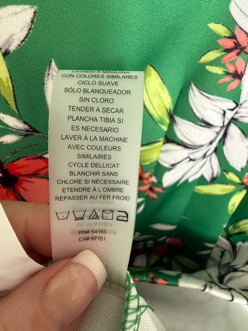 Vince Camuto Green Floral Dress with Pink Accents 069 - Picture 7 of 8